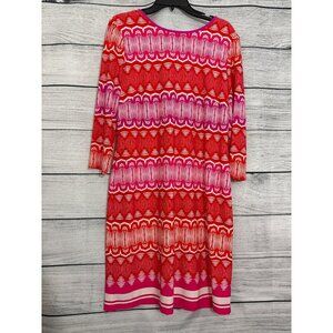 Eliza J Colorful Geometric Print Dress With 3/4 Sleeves Size 12